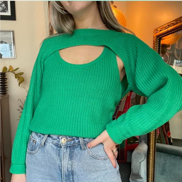 Two piece emerald green sweater - Picture 2 of 5